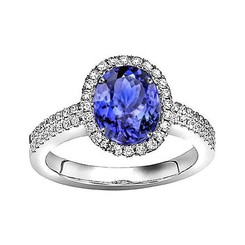  New Stylish Oval Tanzanite Diamond Anniversary Ring White Gold  
