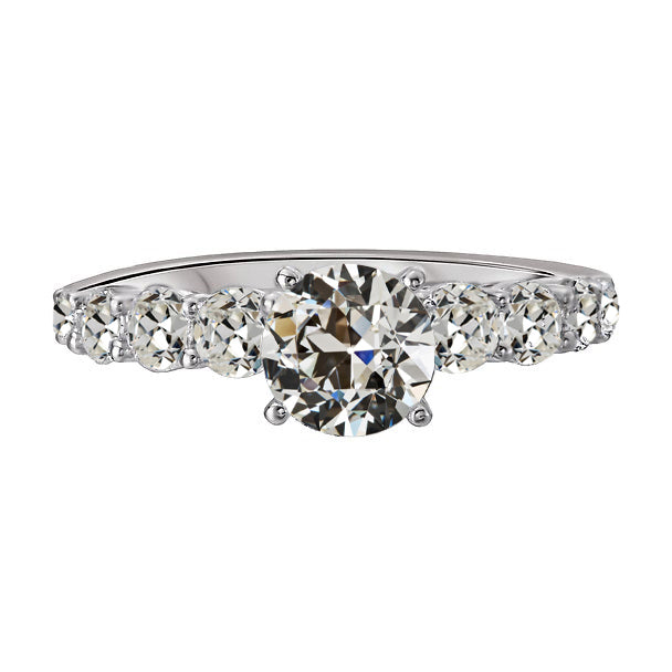 White Gold Old Mine Cut Diamond Engagement Ring