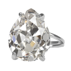 7 Carats Pear Mined Diamond Old Cut Solitaire Engagement Ring 14K White Gold