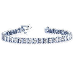 7 Carats Round Natural Diamond Tennis Bracelet White Gold 14K
