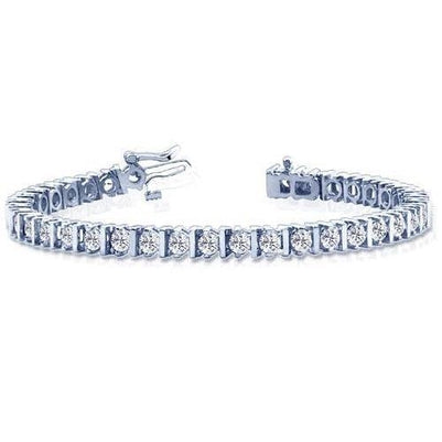 7 Carats Round Lab Grown Diamond Tennis Bracelet White Gold 10K