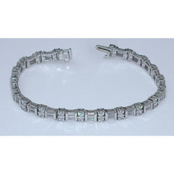 7 Carat Lab Grown Diamonds Tennis Bracelet Baguettes And Round White Gold