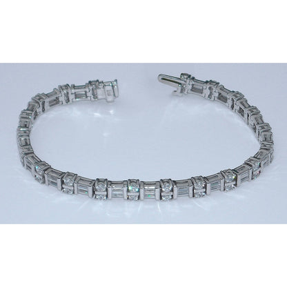 7 Carat Diamonds Tennis Bracelet Baguettes And Round White Gold