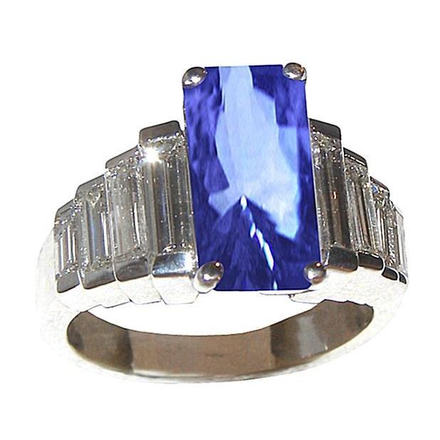 8 Carat Sri Lankan Sapphire Diamonds Ring Journey Style Emerald White Gold  Gemstone Ring