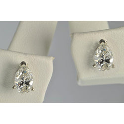 8 Carats Pear Cut Diamond Women Stud Earrings White Gold 14K