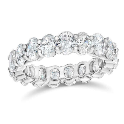 8 Carats Prong Set Oval Cut Diamond Gold Jewelry Eternity Band Women Eternity Band