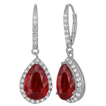 8 Carats Red Pear Cut Ruby With Diamond Dangle Women Gold Earring Gemstone Earring