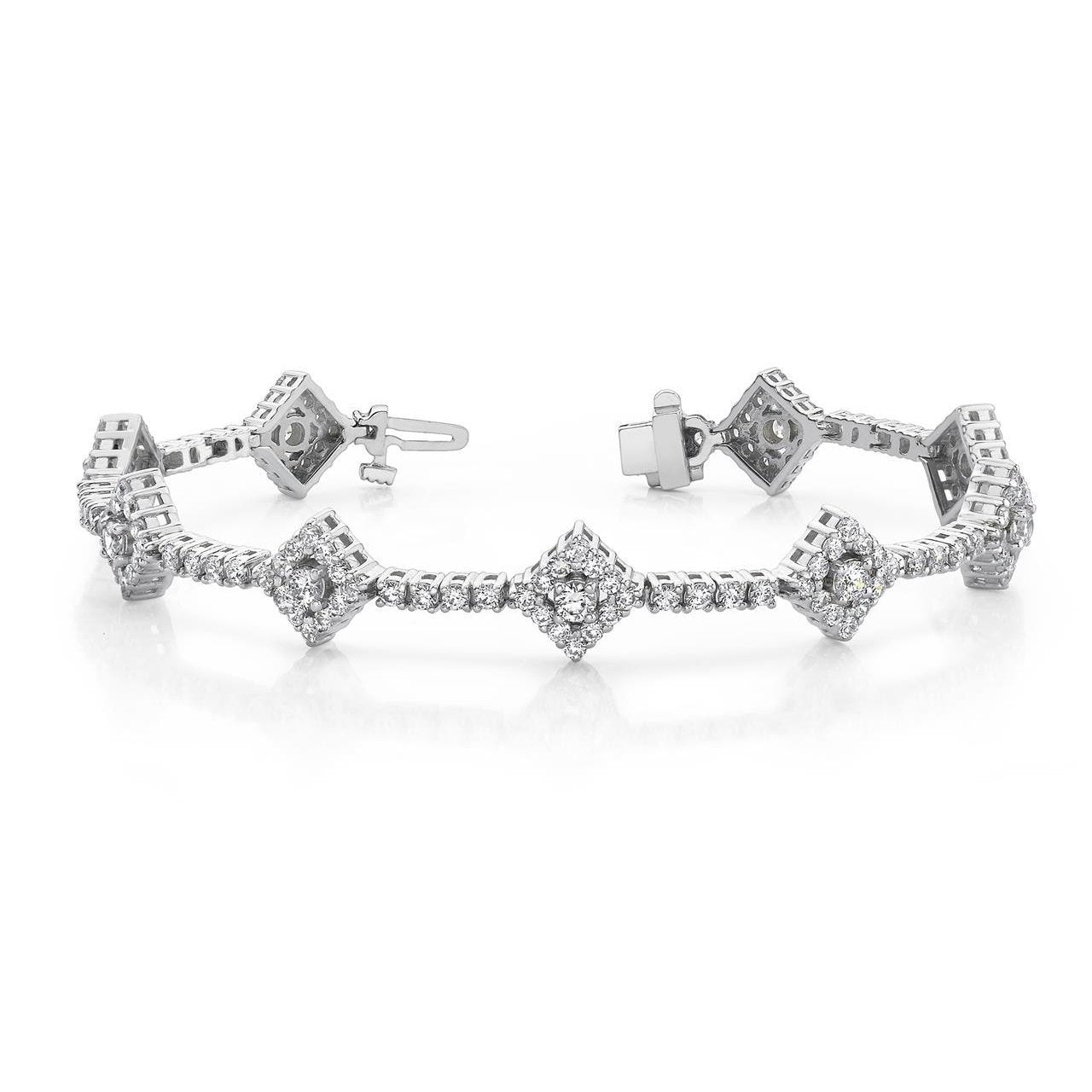 7.25 Carats Round Cut Sparkling Diamonds Link Bracelet White Gold 14K Tennis Bracelet