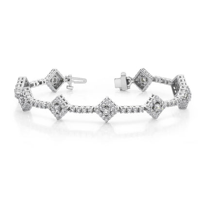 7.25 Carats Round Cut Sparkling Diamonds Link Bracelet White Gold 14K Tennis Bracelet