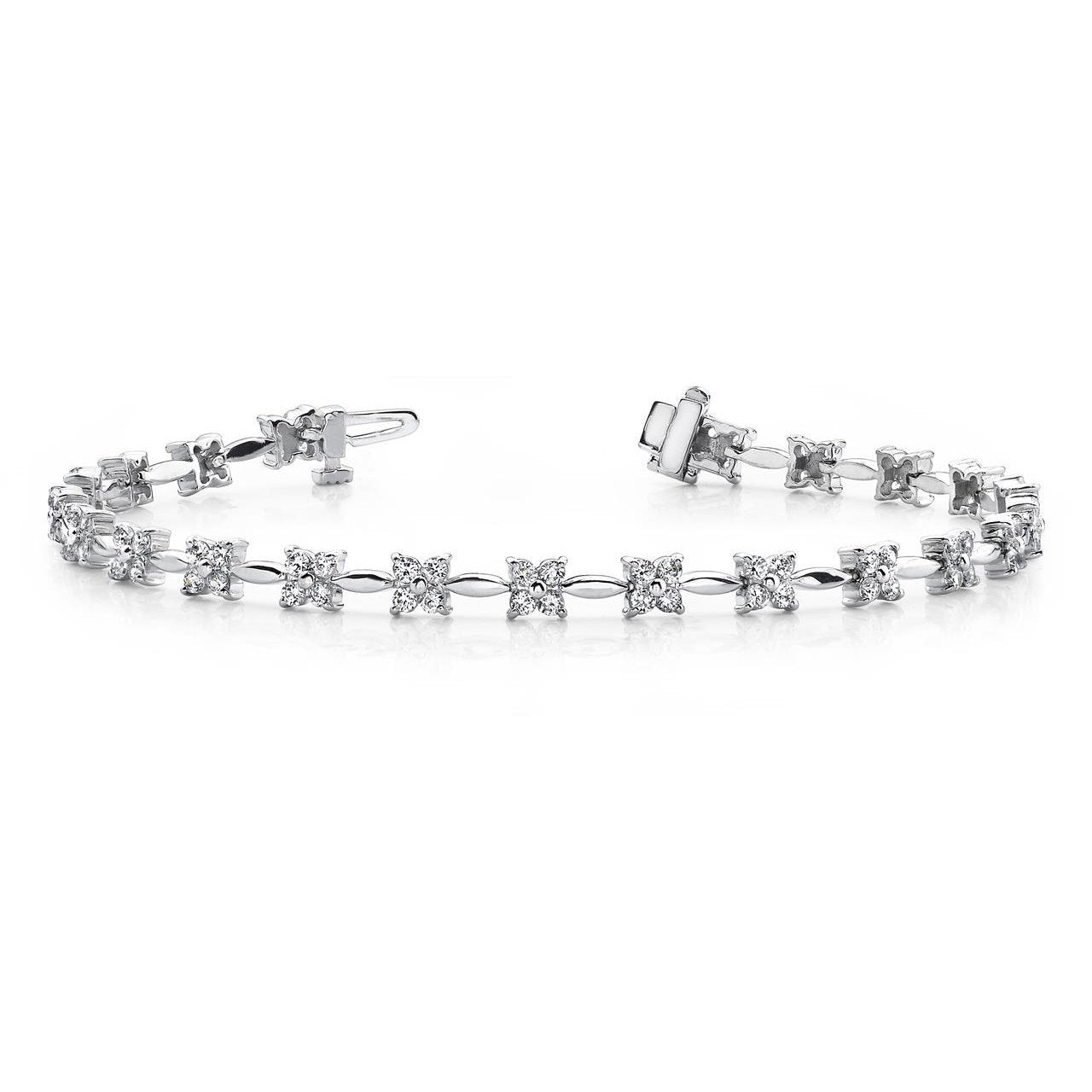 4.40 Ct Round Flower Prong Set Diamond Tennis Bracelet Women Gold Tennis Bracelet