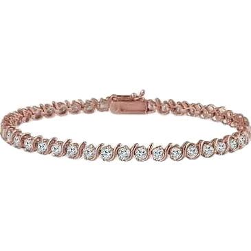 8 Carats Round Cut Sparkling Diamonds Bracelet Gold Rose 10K