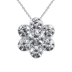 6.00 Carats Round Diamond Necklace Pendant White Gold 14K