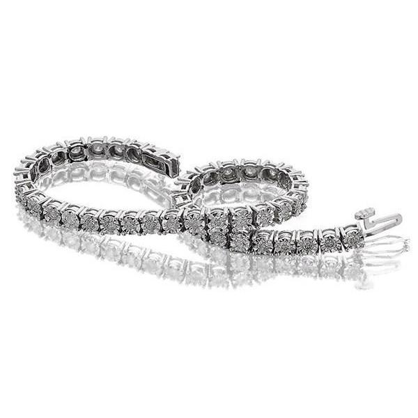 8.10 Carats Round Tennis Bracelet White Gold 10K Diamond Cut Mounting