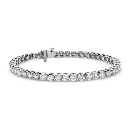 8.10 Carats Round Lab Grown Diamond Tennis Bracelet 45 Stones White Gold 10K
