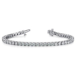 8.10 Carats Round Lab Grown Diamonds Tennis Bracelet White Gold Prong Set