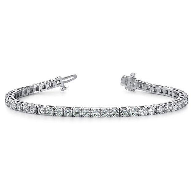 8.10 Carats Round Lab Grown Diamonds Tennis Bracelet White Gold Prong Set