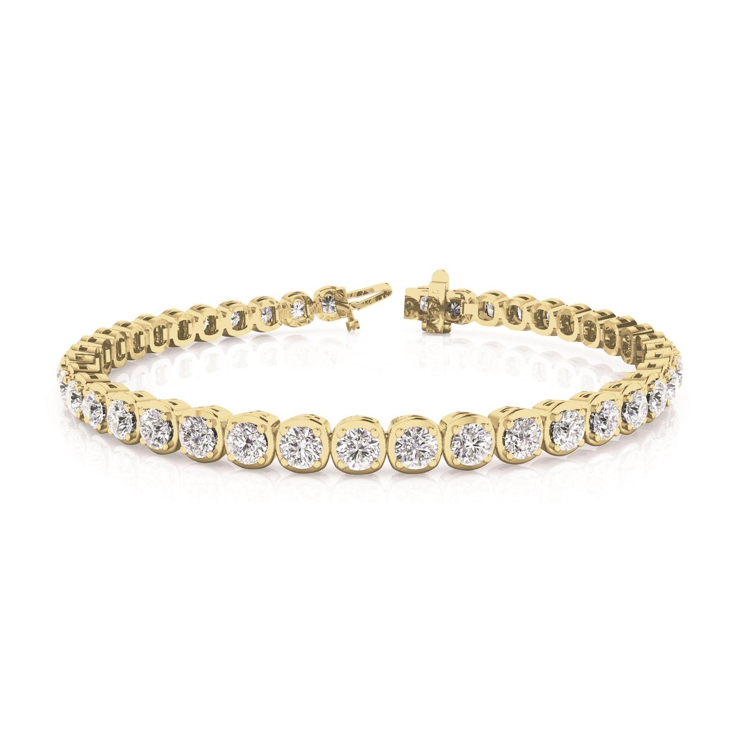 8.40 Carats Sparkling Lab Grown Diamonds Tennis Bracelet Yellow Gold