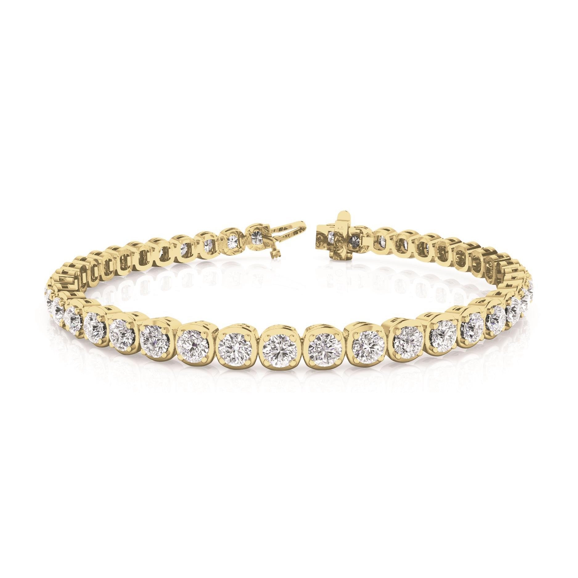 8.40 Carats Sparkling Lab Grown Diamonds Tennis Bracelet Yellow Gold