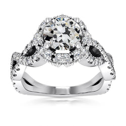 8.50 Carats Halo Round Old Miner Natural Earth Mined Diamond Prong Infinity Style