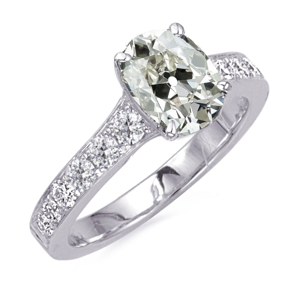  Unique Lady’s Style White Sparkling Engagement White gold  Round & Oval Old European Diamond Anniversary Ring