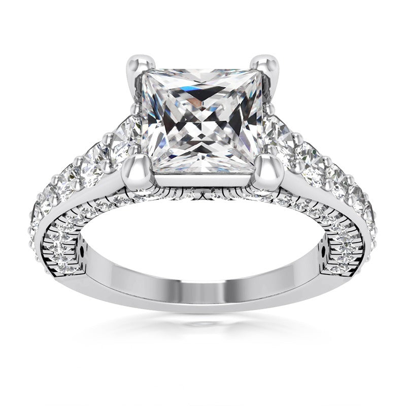 8.50 Carats Square Cut Old Miner Diamond Ring