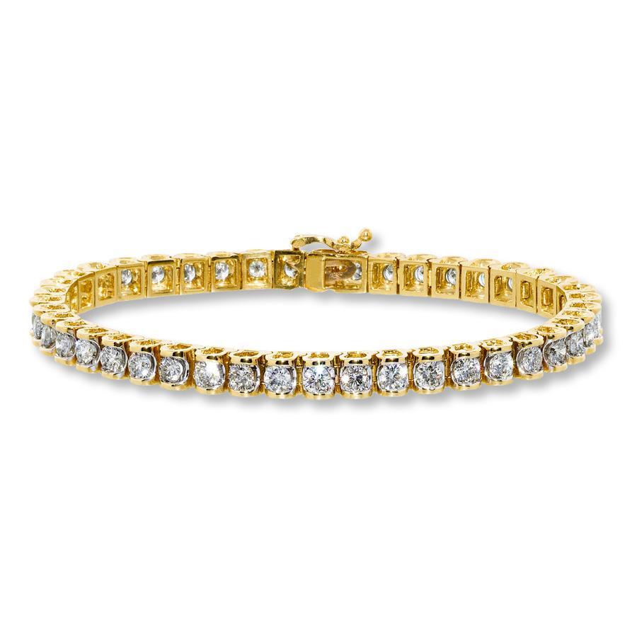 8.5 Carats Round Lab Grown Diamond Women Tennis Bracelet Yellow Gold Jewelry