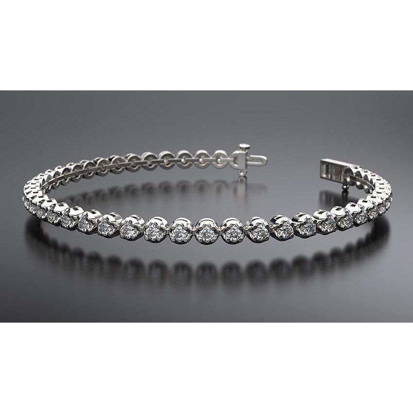 8.80 Round Lab Grown Diamond Tennis Bracelet 44 Stones White Gold 10K