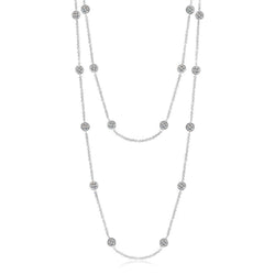 7 Ct Women Yard Of Real Natural Diamond Diamonds Necklace Bezel Milligrain Long