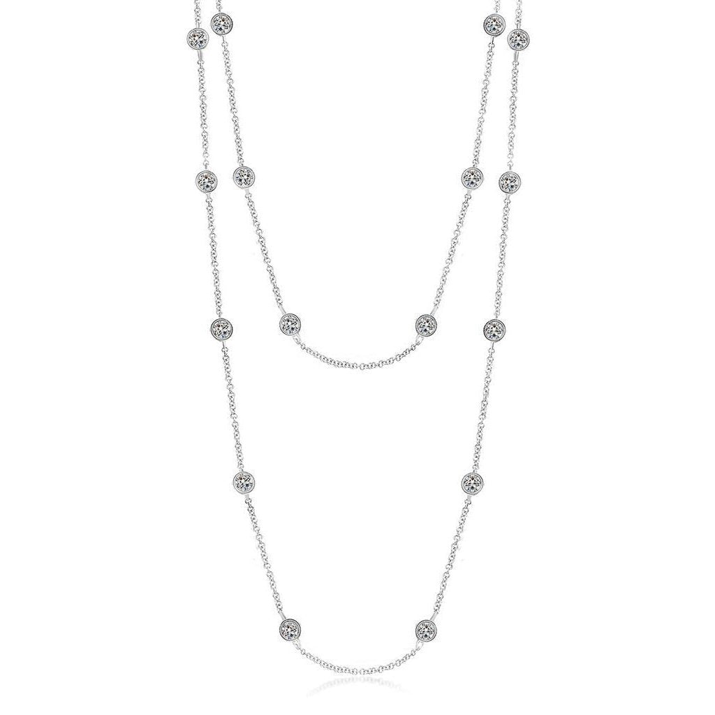 7 Ct Women Yard Of Diamonds Necklace Bezel Milligrain Long Necklace