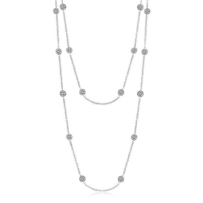 7 Ct Women Yard Of Diamonds Necklace Bezel Milligrain Long Necklace