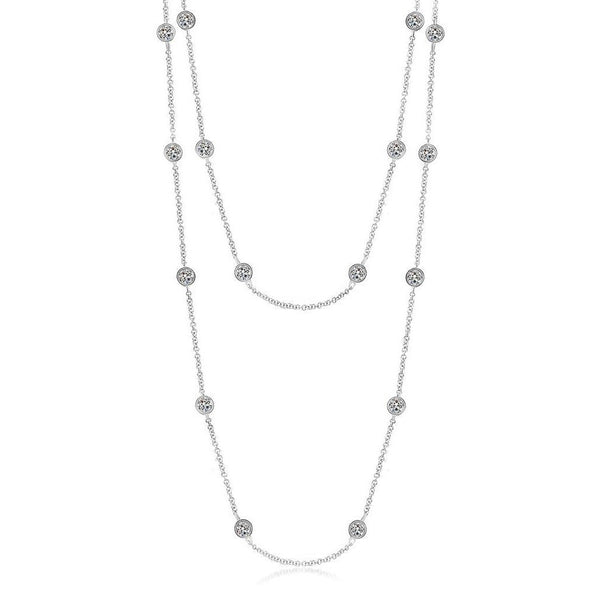 7 Ct Women Yard Of Diamonds Necklace Bezel Milligrain Long Necklace