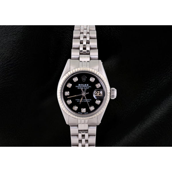 Rolex Rolex Datejust Diamond Dial Fluted Bezel Ladies Watch Ss Jubilee