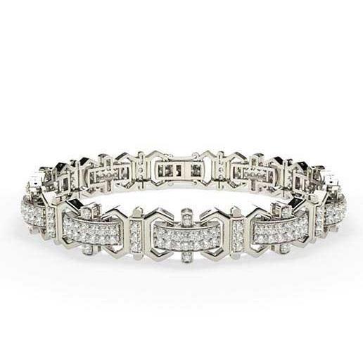 8.20 Carats Prong Set Small Diamonds Men'S Bracelet Gold White 14K Mens Bracelet