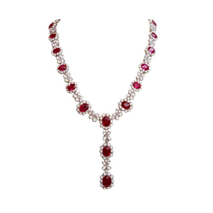 83.01 Carats Platinum Diamonds Ruby Necklace Pandant Bridal Jewelry New Gemstone Necklace