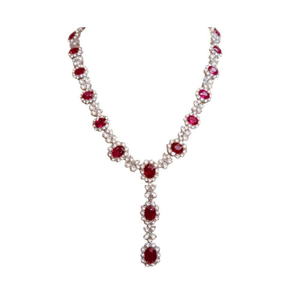83.01 Carats Platinum Diamonds Ruby Necklace Pandant Bridal Jewelry New Gemstone Necklace