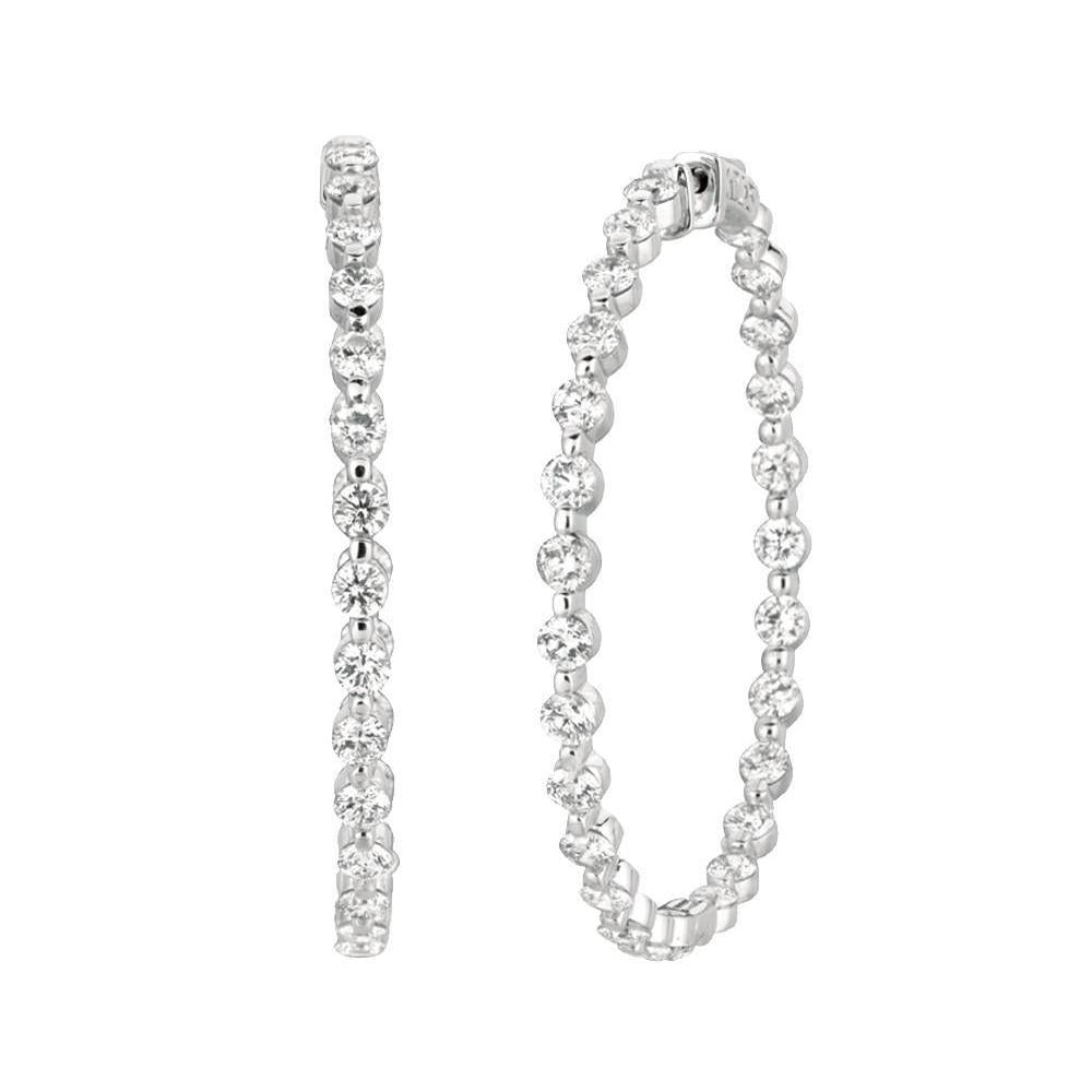 8.32 Carat Diamond Prong Setting 15 Pointer Diamond Hoop Gold Earring Hoop Earrings