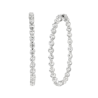 8.32 Carat Diamond Prong Setting 15 Pointer Diamond Hoop Gold Earring Hoop Earrings