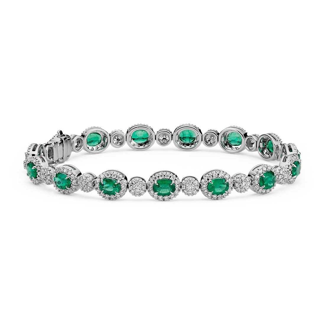  stylish weedin Green Emerald And Diamond Tennis Bracelet   White Gold Gemstone Bracelet