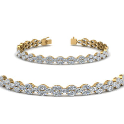 8.80 Ct Marquise Cut Natural Diamond Tennis Bracelet Solid Yellow Gold 14K
