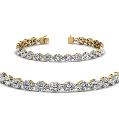 8.8 Ct Marquise Cut Diamond Tennis Bracelet Solid Yellow Gold 10K Tennis Bracelet