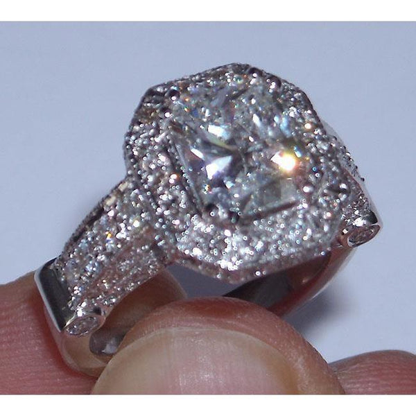 8.51 Carat Diamond Engagement Ring Band Set Radiant Cut Engagement Ring Set