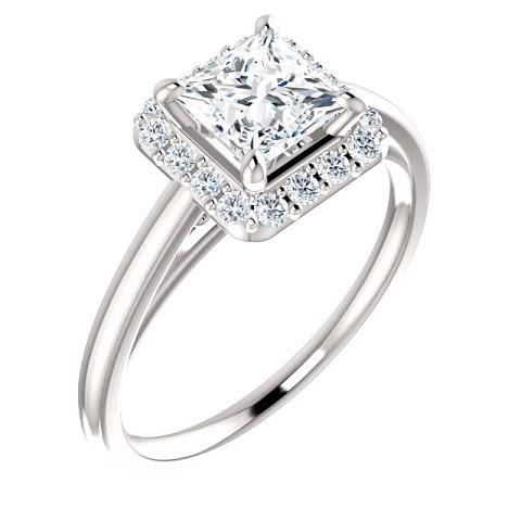Halo Ring 2.25 Carats Halo Princess Round Diamond Anniversary Ring