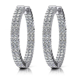 8.60 Ct Gorgeous Round Cut Diamonds Lady Hoop Earrings White Gold 14K