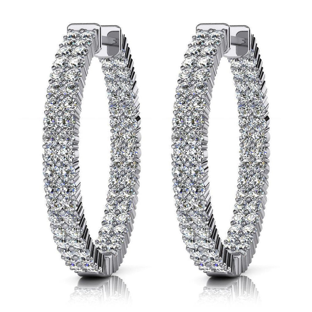 8.60 Ct Gorgeous Round Cut Diamonds Lady Hoop Earrings White Gold 14K Hoop Earrings