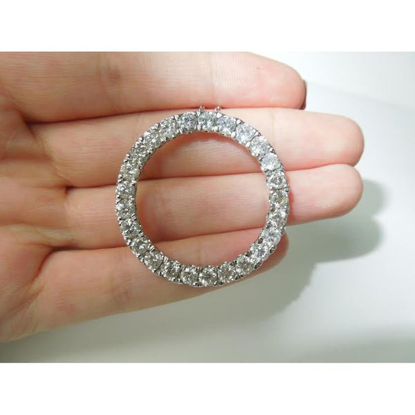 8.75 Carats Ladies Circle Of Life Diamond Pendant White Gold Jewelry Pendant