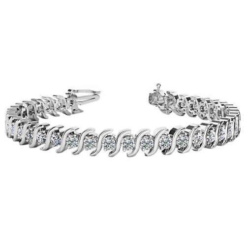 8.75 Carats Prong Set Diamond Tennis S Style Bracelet Gold White 14K Tennis Bracelet