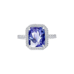 8.81 Ct. Radiant Ceylon Sapphire And Diamonds Engagement Ring