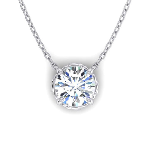 Products 3 Carat Big Round Diamond Necklace Pendant Solid Gold 14K
