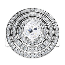 8 Carats Triple Halo Ring Old Cut Natural Earth Mined Diamonds Prong Set 14K White Gold