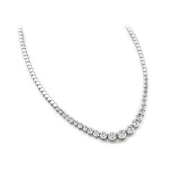 8 Carats Bezel Set Natural Diamond Diamonds Necklace White Gold 14K